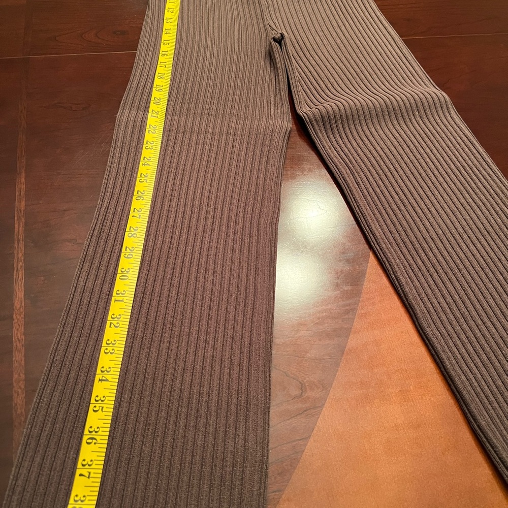 M.M. LAFLEUR – Tan XL The Finley Stretch Ribbed Knit Wide-Leg Pants
